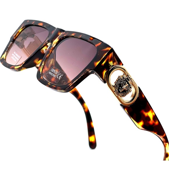 Tortoise‎ Sunglasses Gold Gradient Lens Square Frame Fashion Shades Men Lentes - Picture 1 of 4